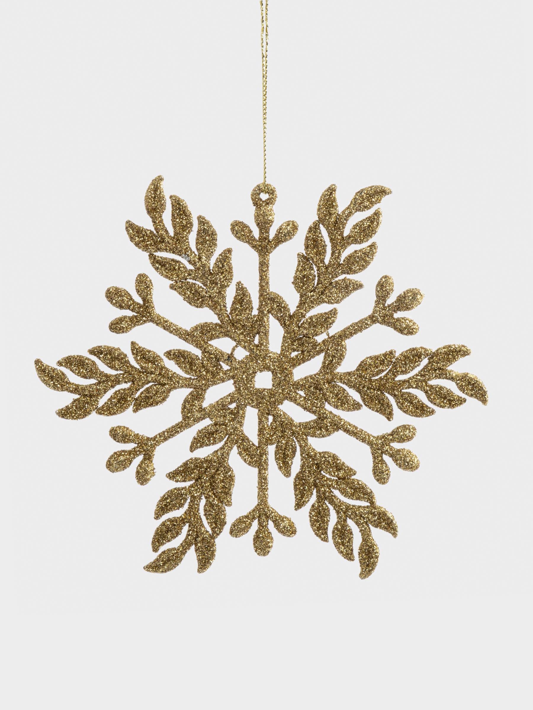 Игрушка елочная, 15 см, пластик, шампань, Снежинка, New year, image-0