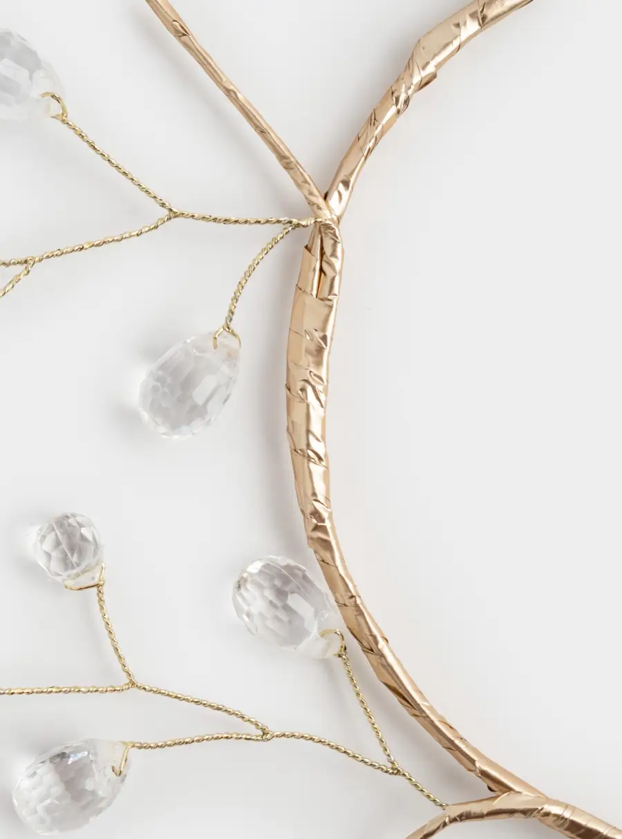 Венок декоративный, 10х20 см, для чайной свечи, акрил/металл, золотистый, Кристаллы, Event ,image-1