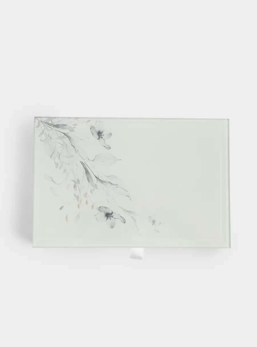 Шкатулка для украшений, 15x10 см, стекло, молочная, Цветы, Flower melody ,image-3