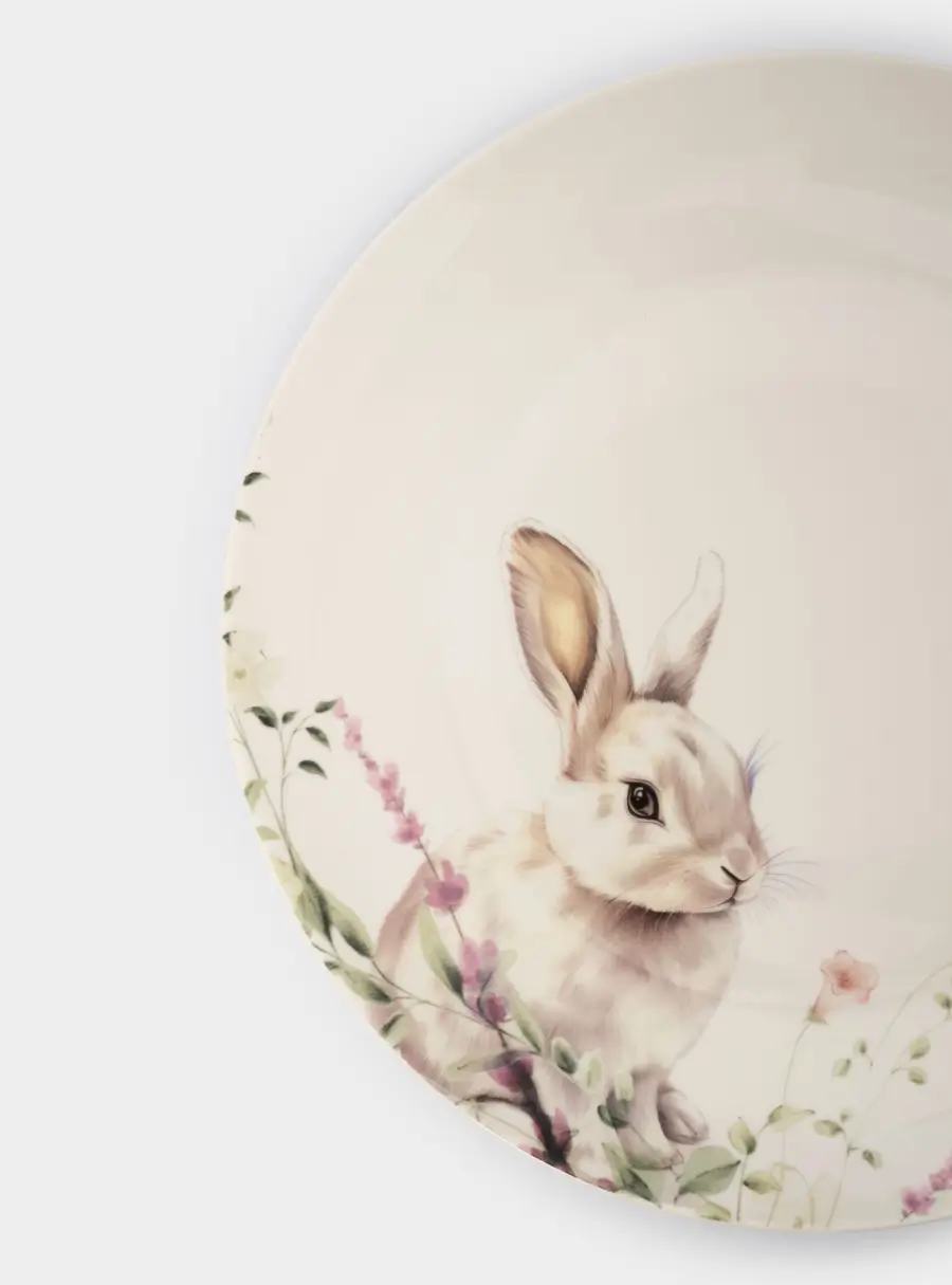 Тарелка обеденная, 27 см, фарфор N, белая, Кролик в цветах, Bunny ,image-3
