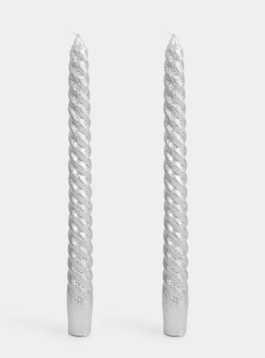 Свеча, 25 см, 2 шт, тонкая, серебристая, Rope ,image-0