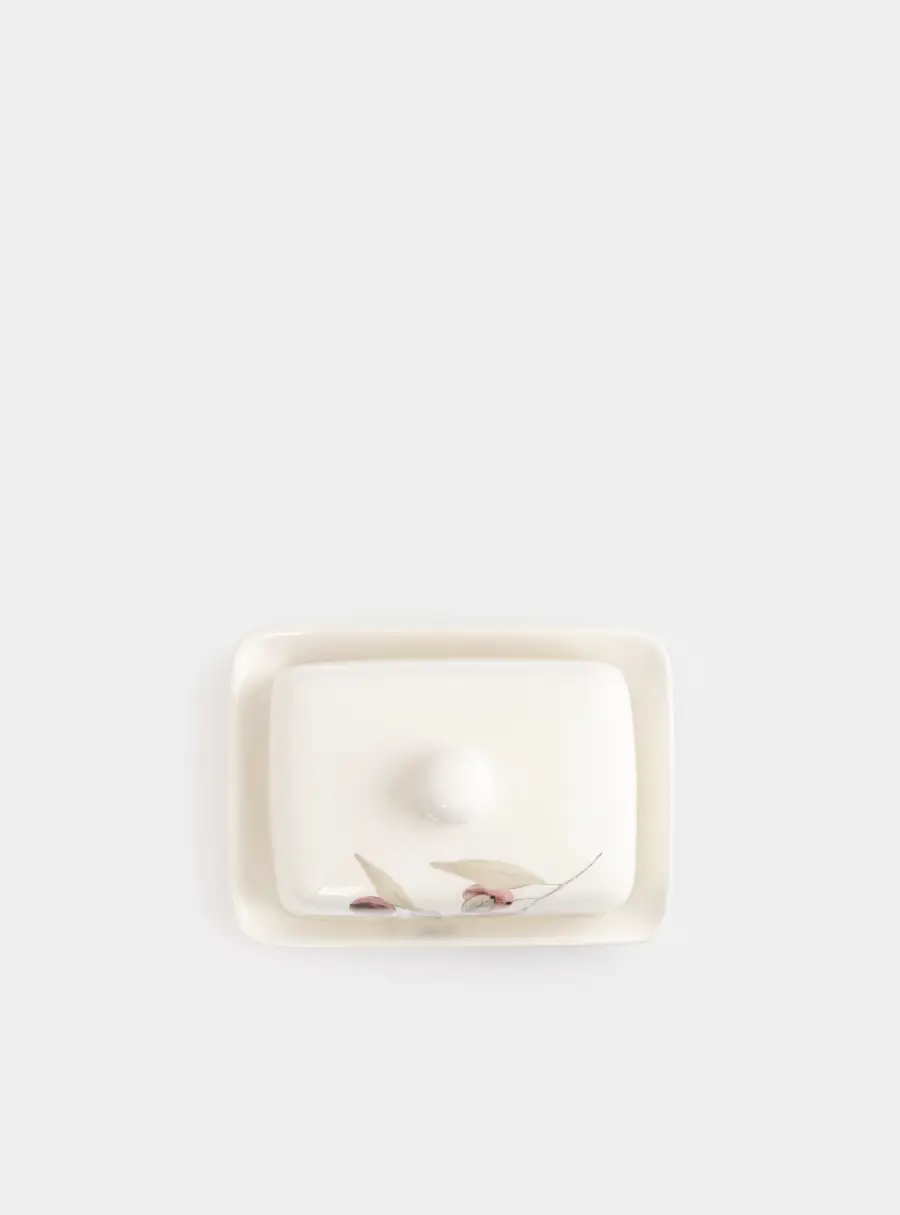 Масленка, 17 см, керамика, белая, Сливы, Plum Orchard ,image-3