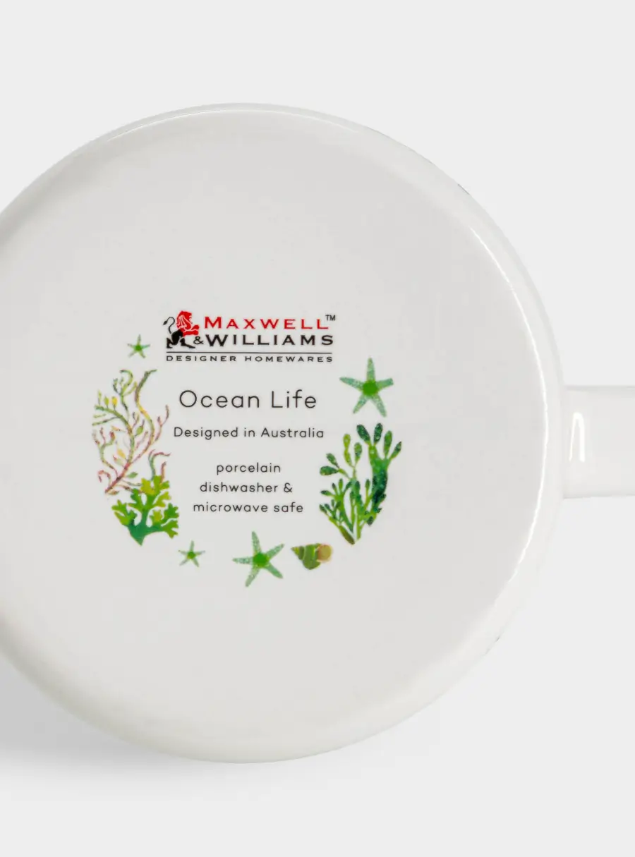 Кружка, 380 мл, фарфор P, белая/зелёная, Морская жизнь, Ocean Life ,image-3