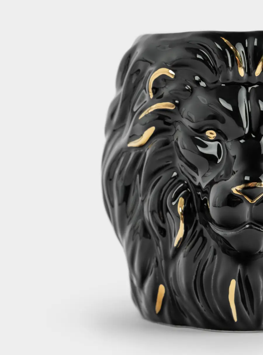 Кружка, 540 мл, керамика, черно-золотистая, Лев, Manly ,image-3