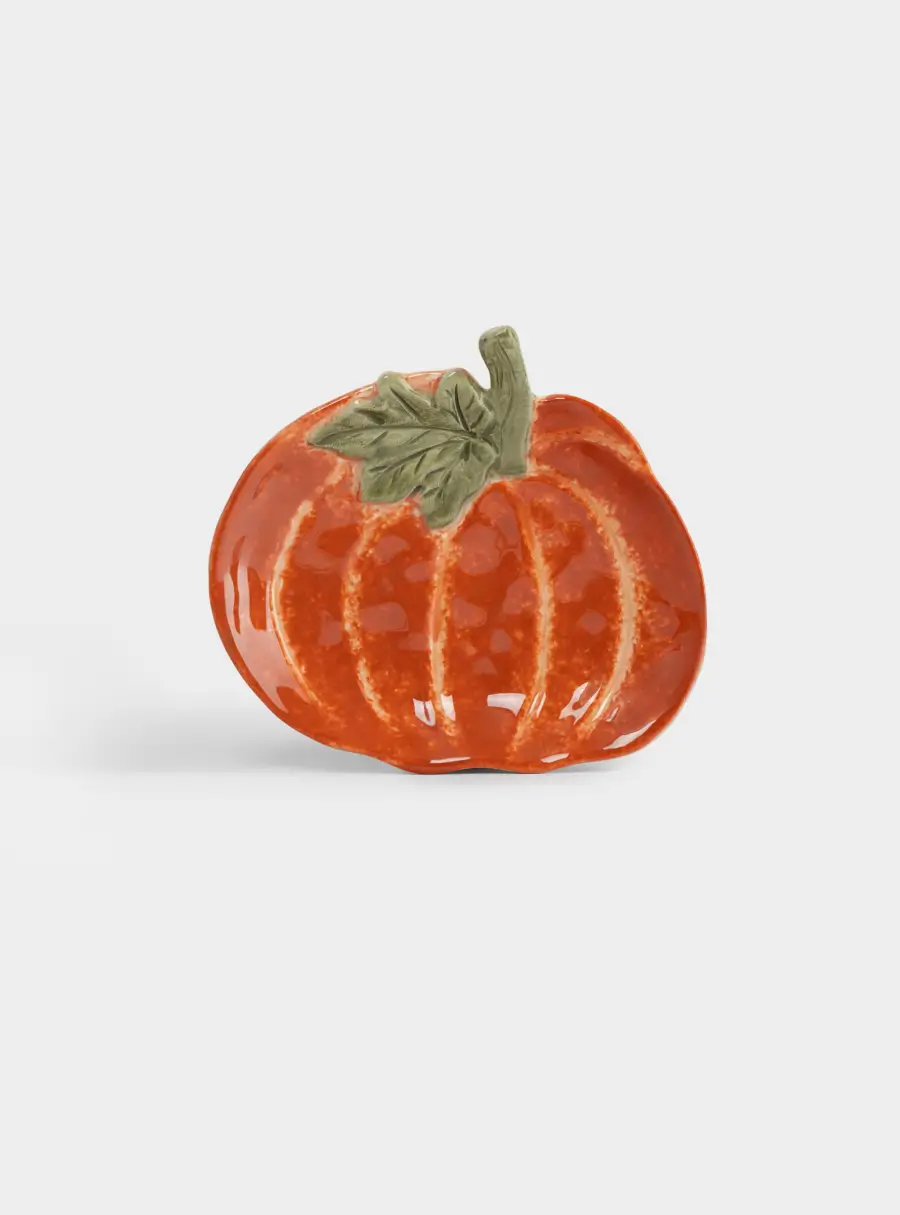 Блюдо, 16х14 см, керамика D, оранжево-зеленое, Тыква с листом, Bright pumpkin ,image-0