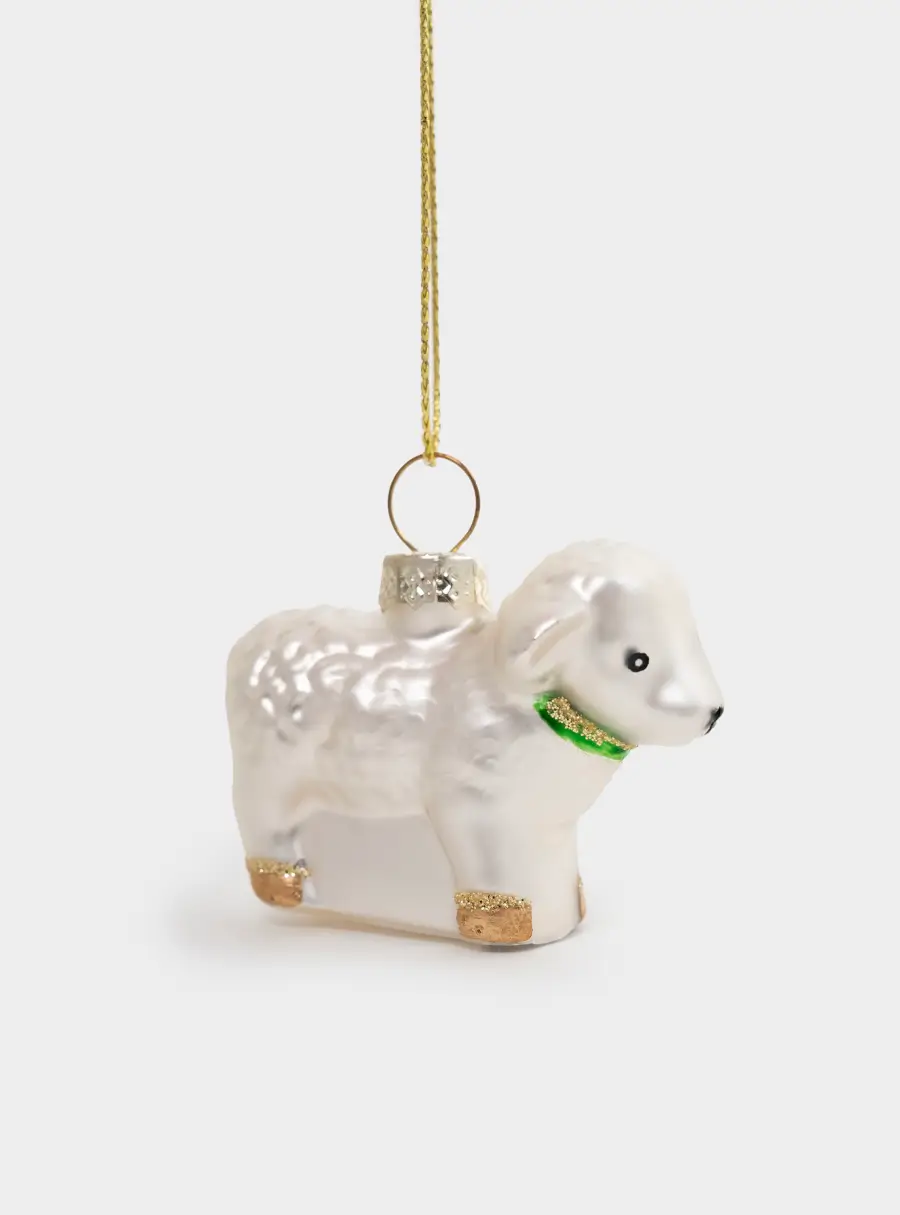 Игрушка елочная, 4 см, 2 шт, стекло, серебристая, Овечки, Sheep, image-4