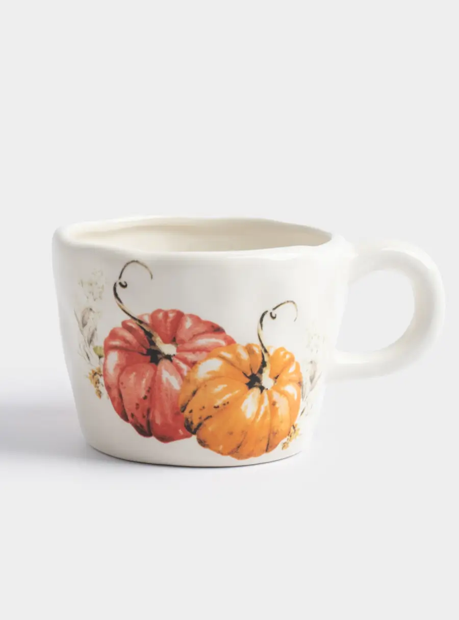 Кружка, 320 мл, керамика, молочная, Тыквы, Bright pumpkin ,image-0
