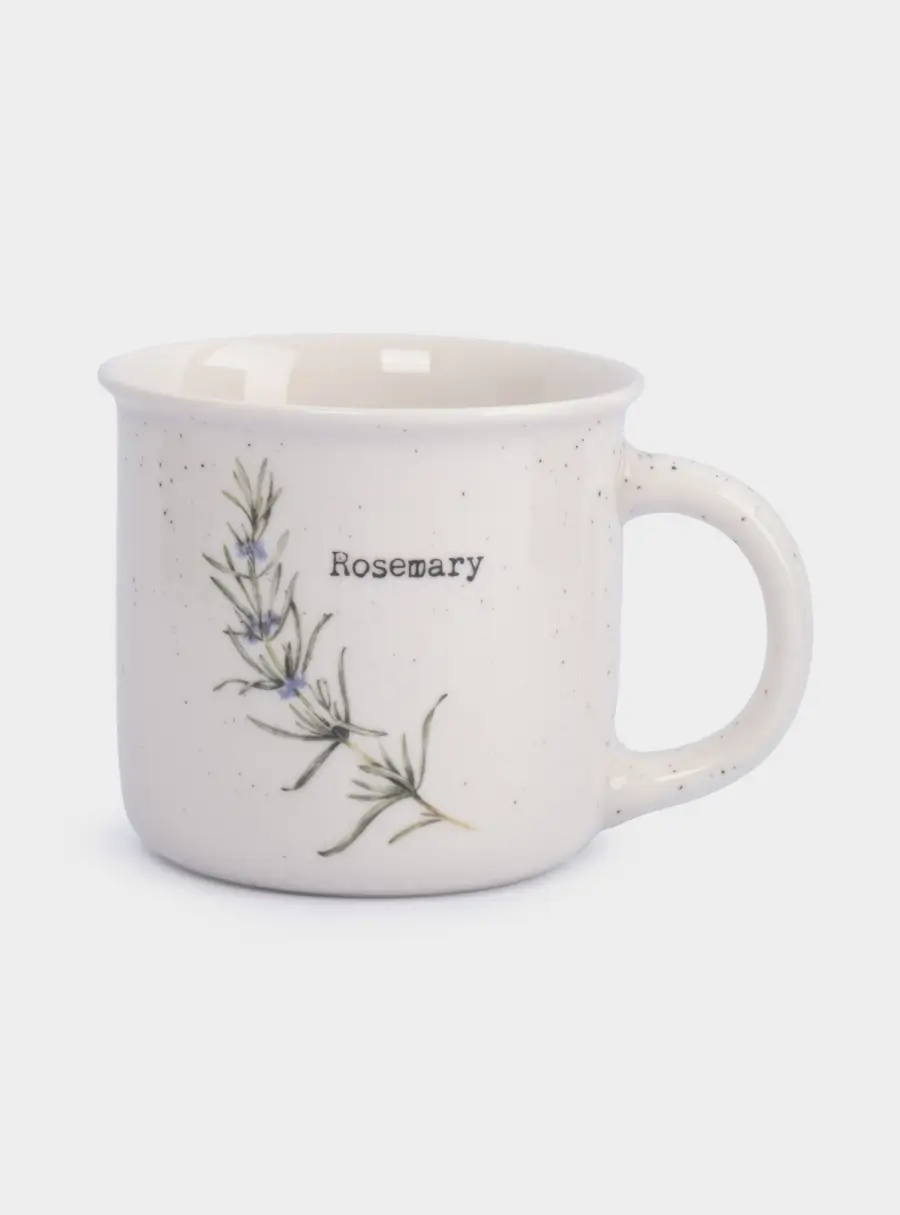 Кружка, 370 мл, фарфор N, белая, в крапинку, Розмарин, Herbarium new