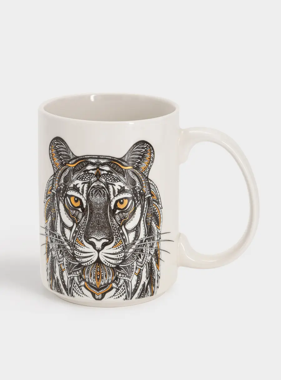 Кружка, 500 мл, фарфор N, белая, Тигр, Wild ,image-0