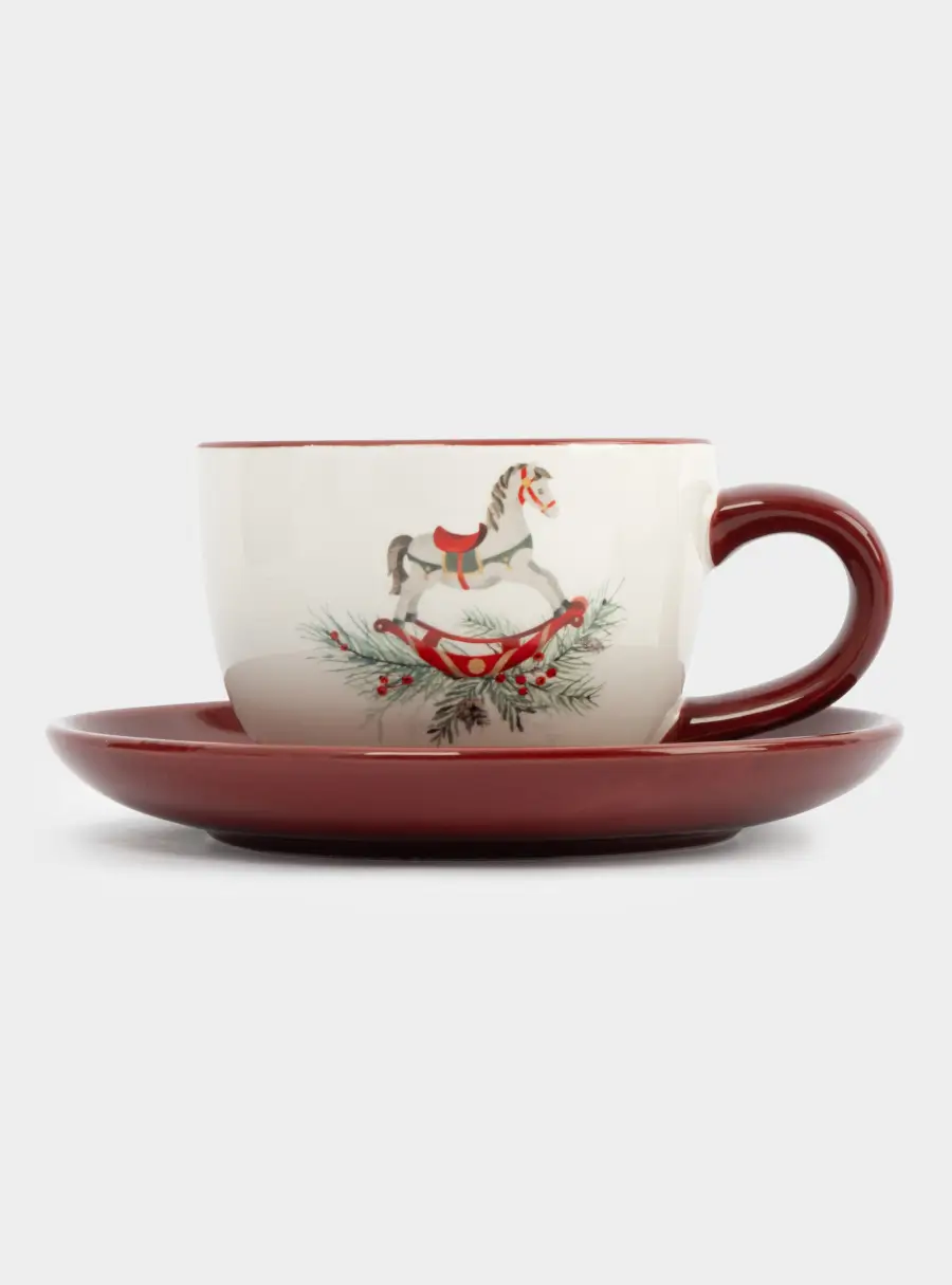 Пара чайная, 220 мл, 2 перс, 4 пр, керамика, красная, Лошадка, Festival ,image-2