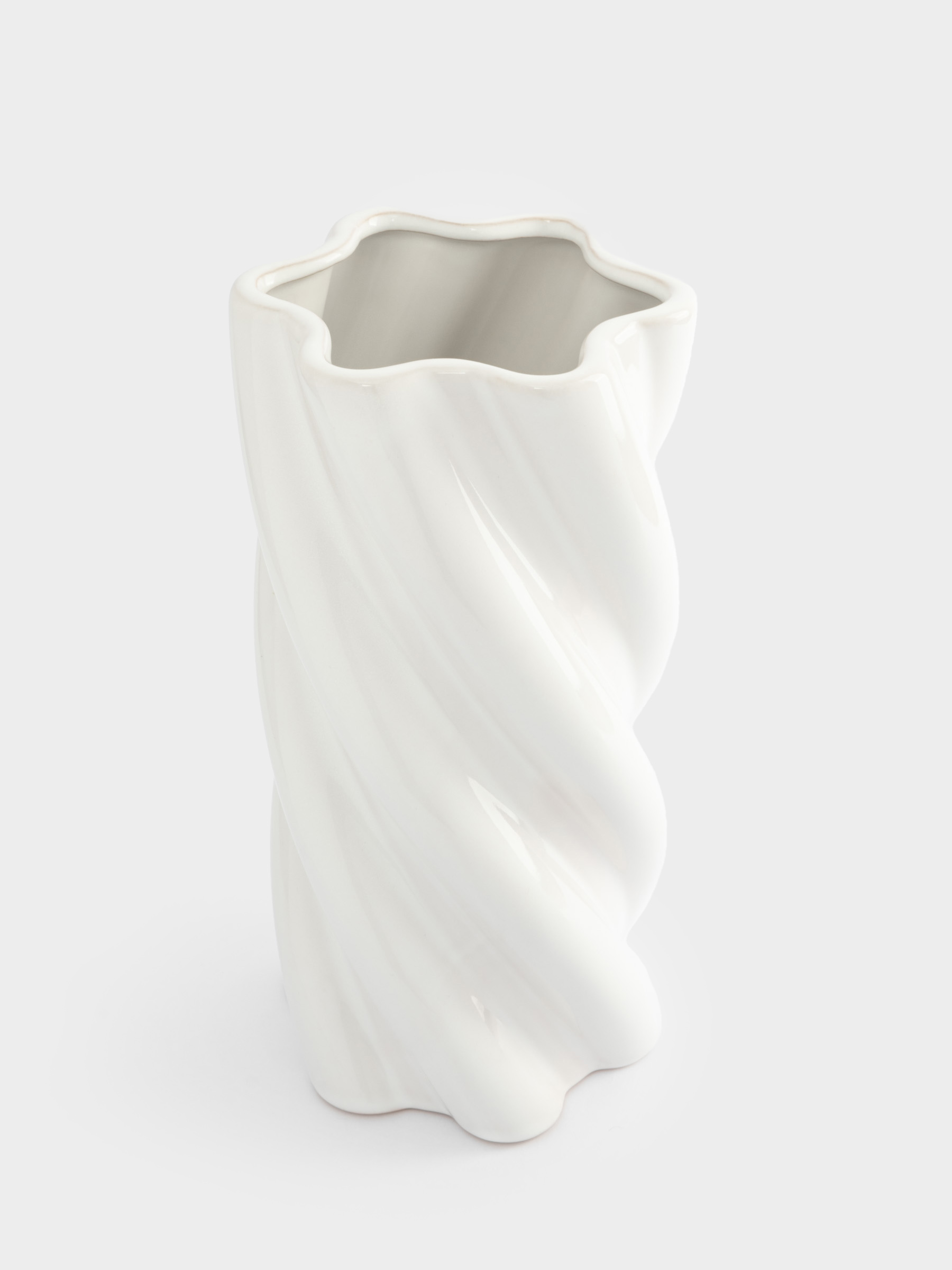 Ваза для цветов, 30 см, керамика, молочно-бежевая, Drapery, image-2