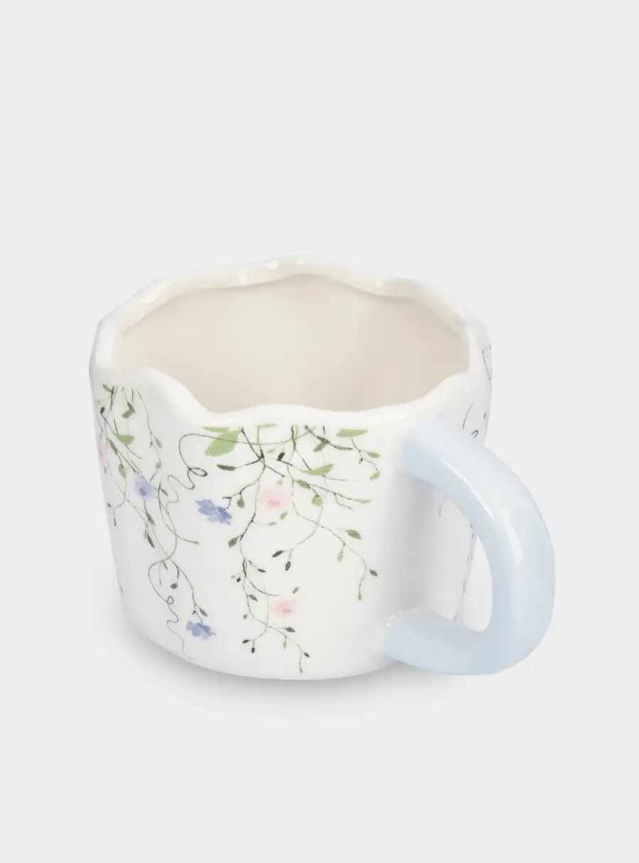 Кружка, 460 мл, керамика, молочно-голубая, Цветы, Mint flowers ,image-3