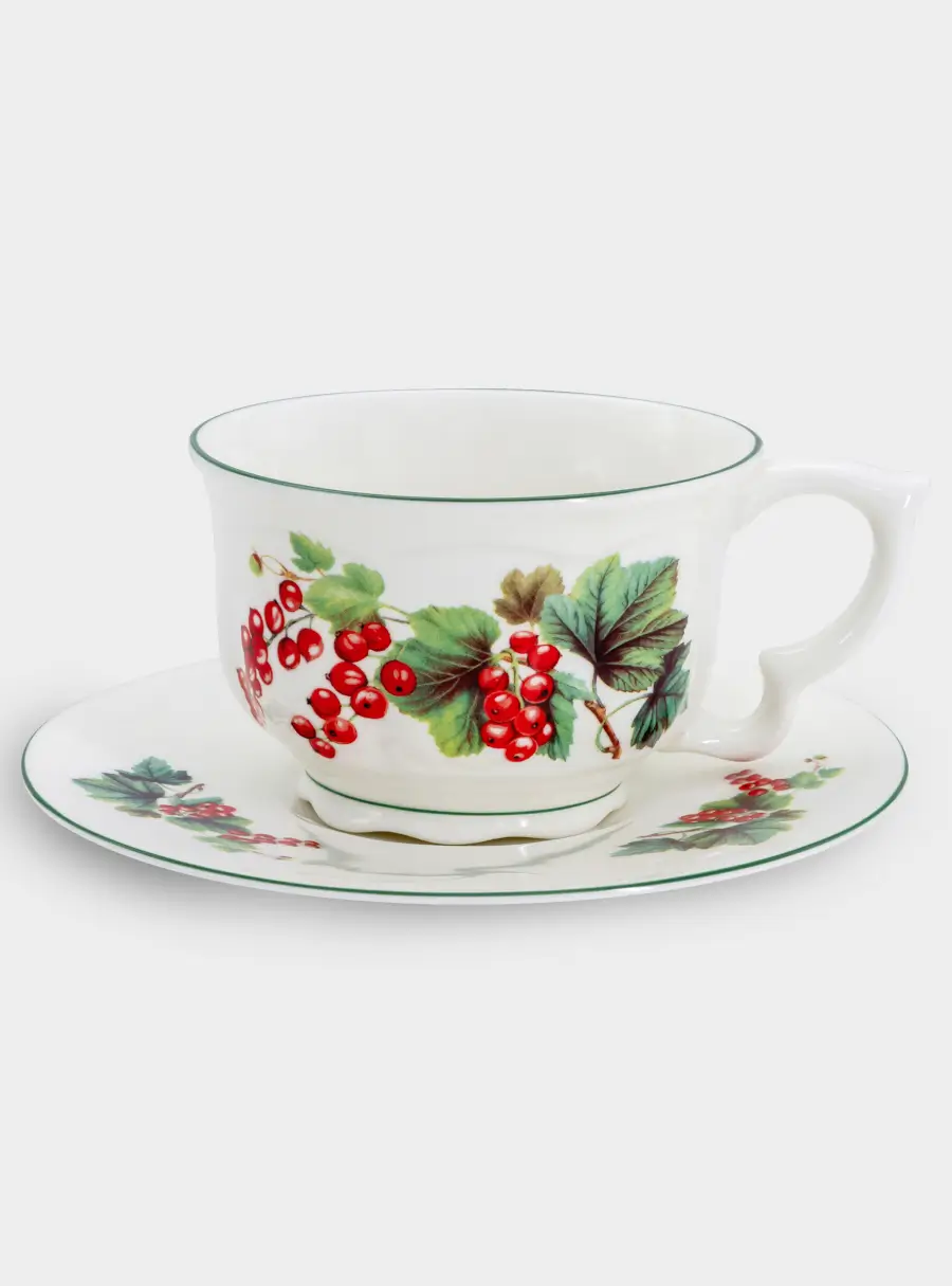 Чашка с блюдцем, 340 мл, Красная смородина ,image-0