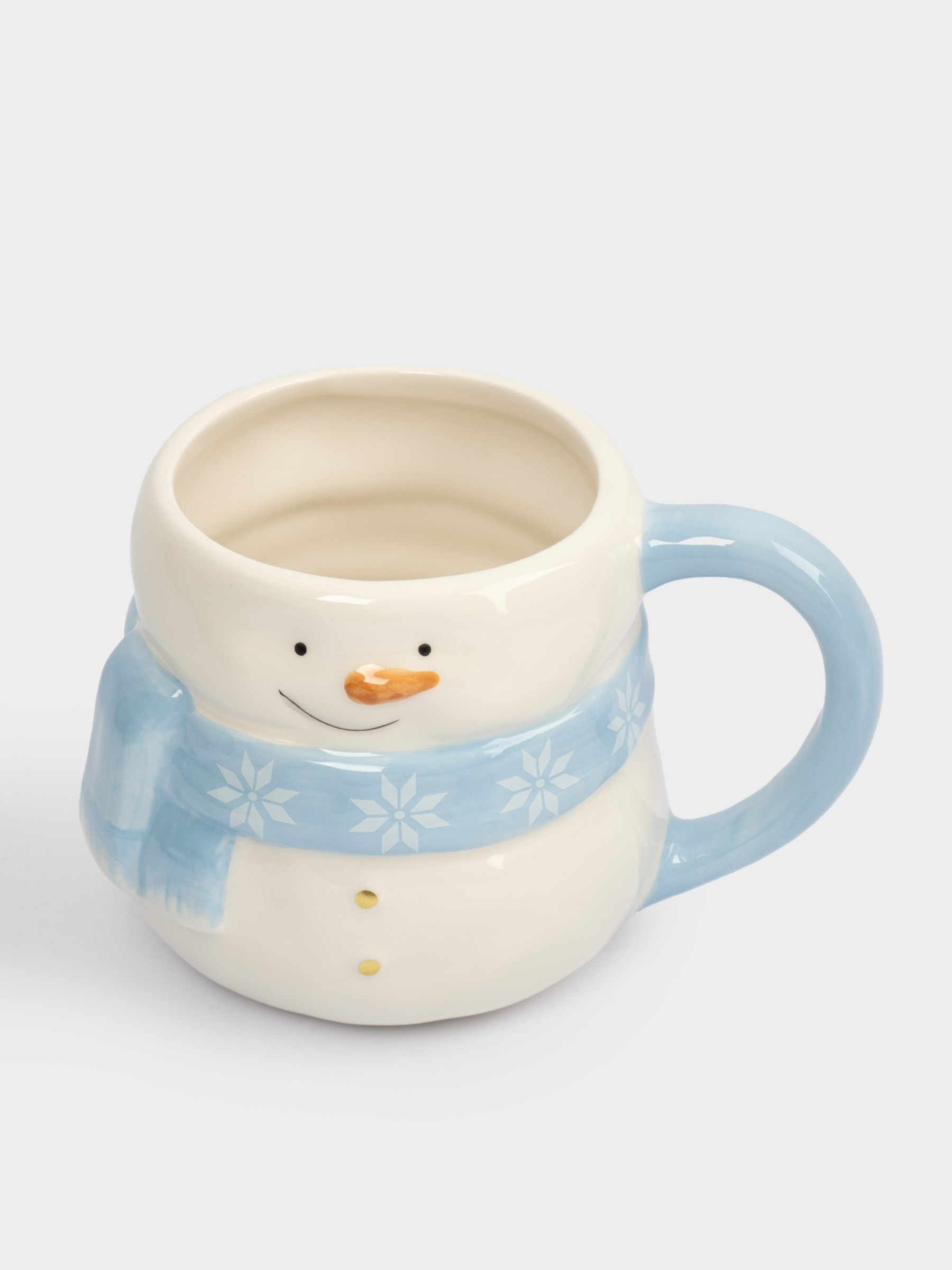 Кружка, 450 мл, керамика, бело-голубая, Снеговик в шарфе, Snowman, image-1