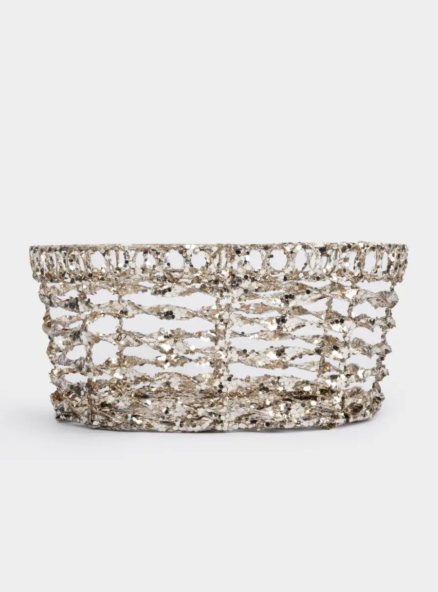 Корзина декоративная, 23х20 см, пластик/металл, овальная, серебристая, Celebration, image-4