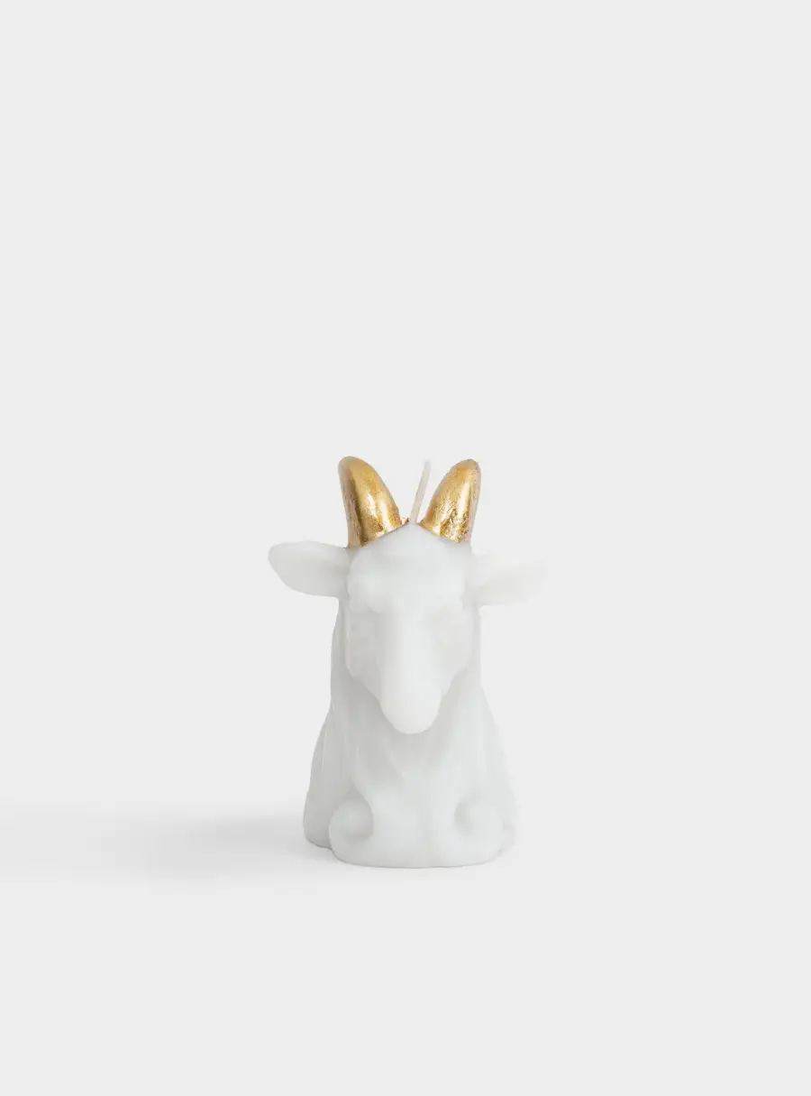 Свеча, 10 см, молочно-золотистая, Козел, Goat ,image-0