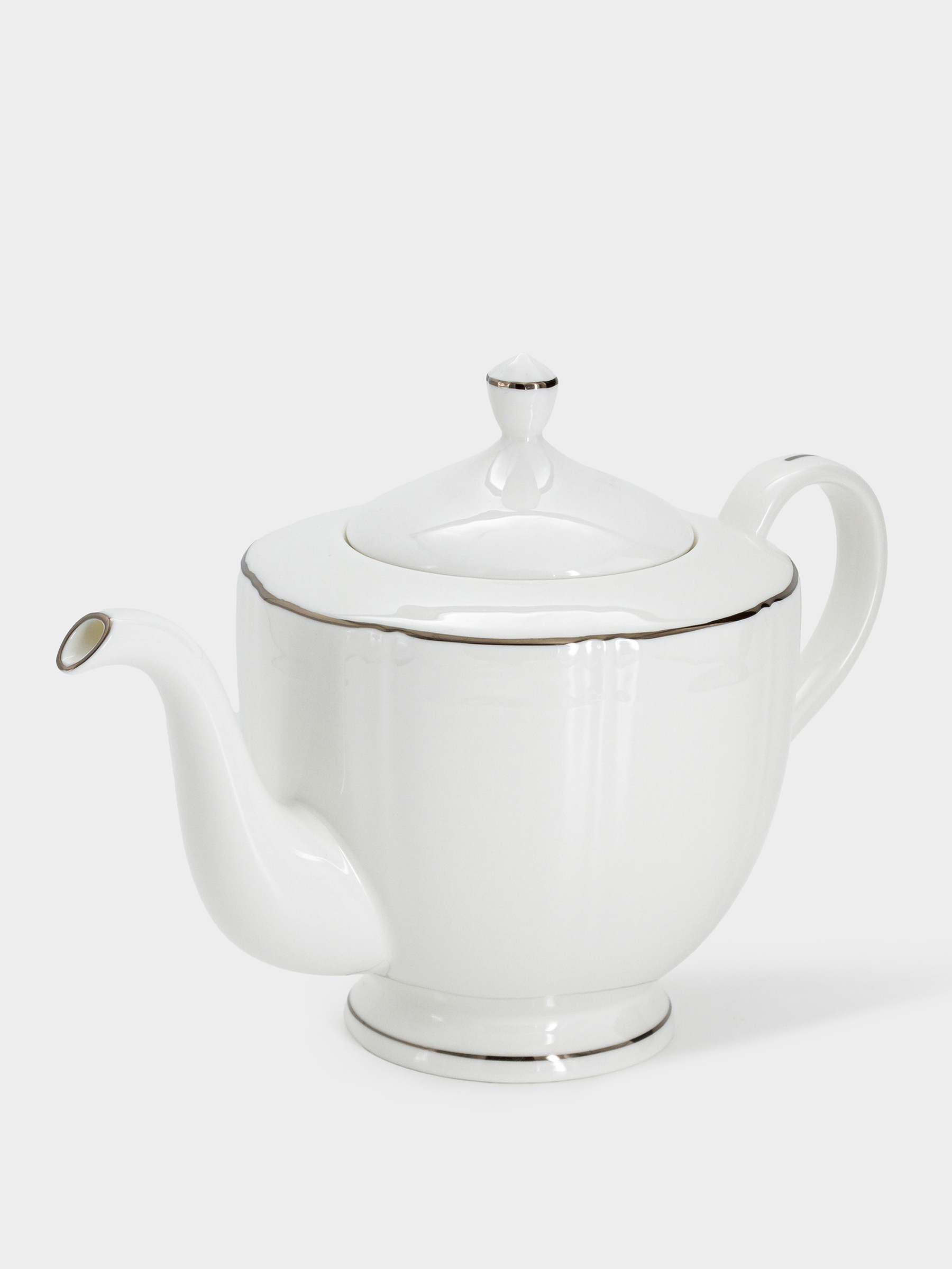 Чайник заварочный, 1,1 л, фарфор F, белый, с серебристым кантом, Lotus silver, image-1