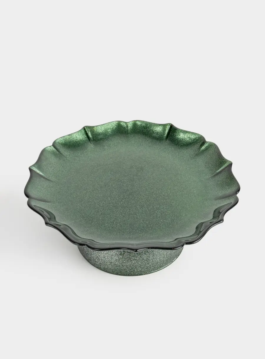 Блюдо на ножке, 21х8 см, стекло, зеленое, Seville ,image-1