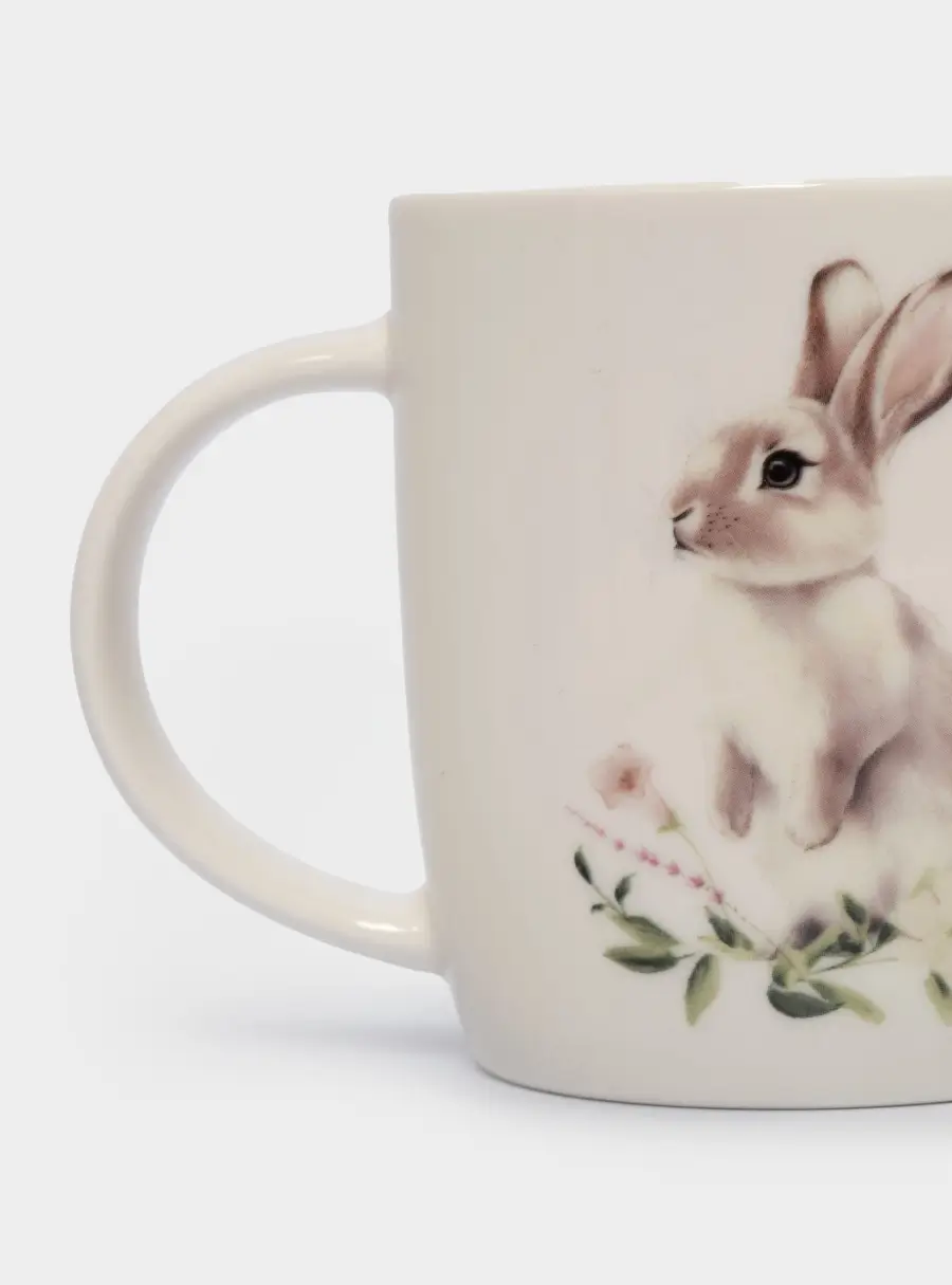 Кружка, 360 мл, фарфор N, белая, Кролик в цветах, Bunny, image-6