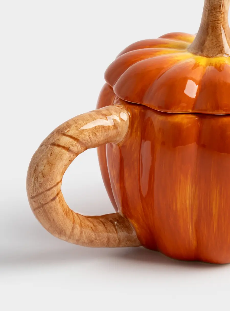 Кружка, 450 мл, с крышкой, керамика D, оранжевая, Тыква, Bright pumpkin ,image-1