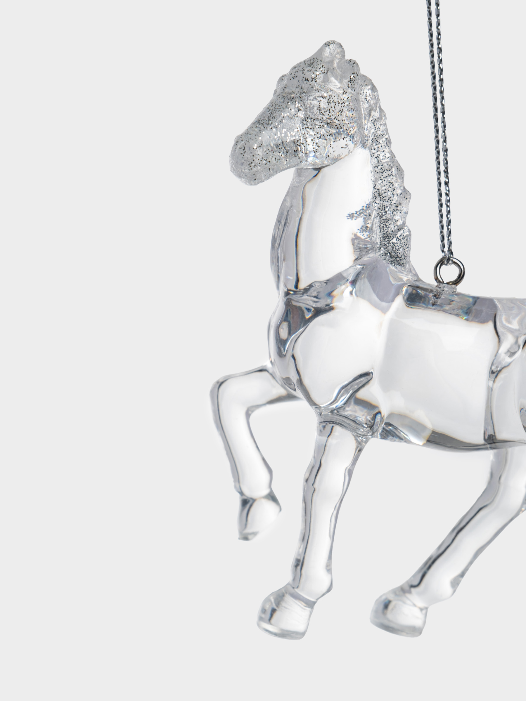 Игрушка елочная, 9 см, акрил, серебристая, Лошадь, Horse, image-1