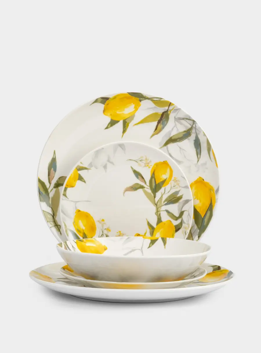 Сервиз обеденный, 6 перс, 18 пр, фарфор P, белый, Лимоны, Palermo ,image-0