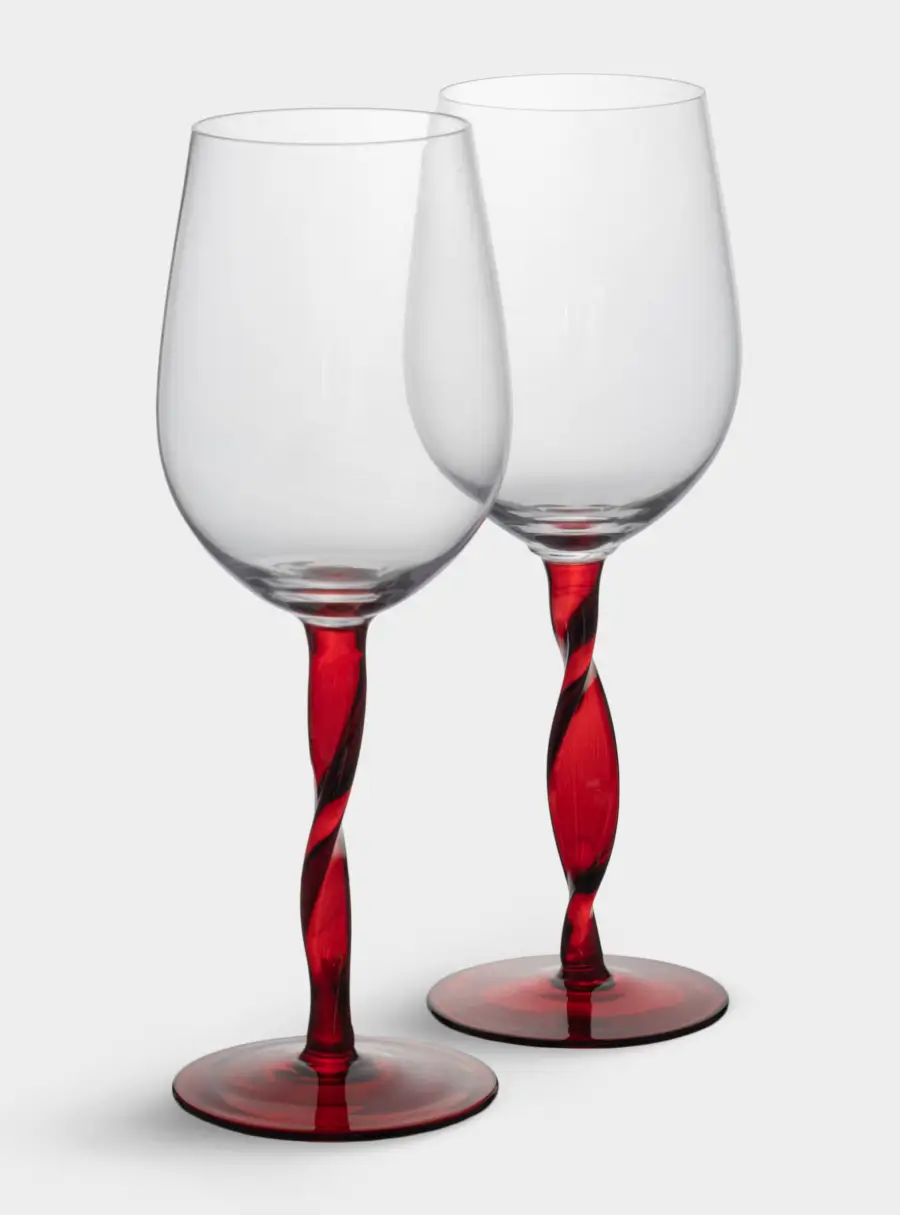 Бокал для вина, 540 мл, 2 шт, стекло, красная ножка, Villalago, image-6