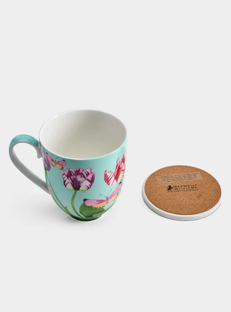 Кружка, 400 мл, с подставкой, Тюльпаны, image-4