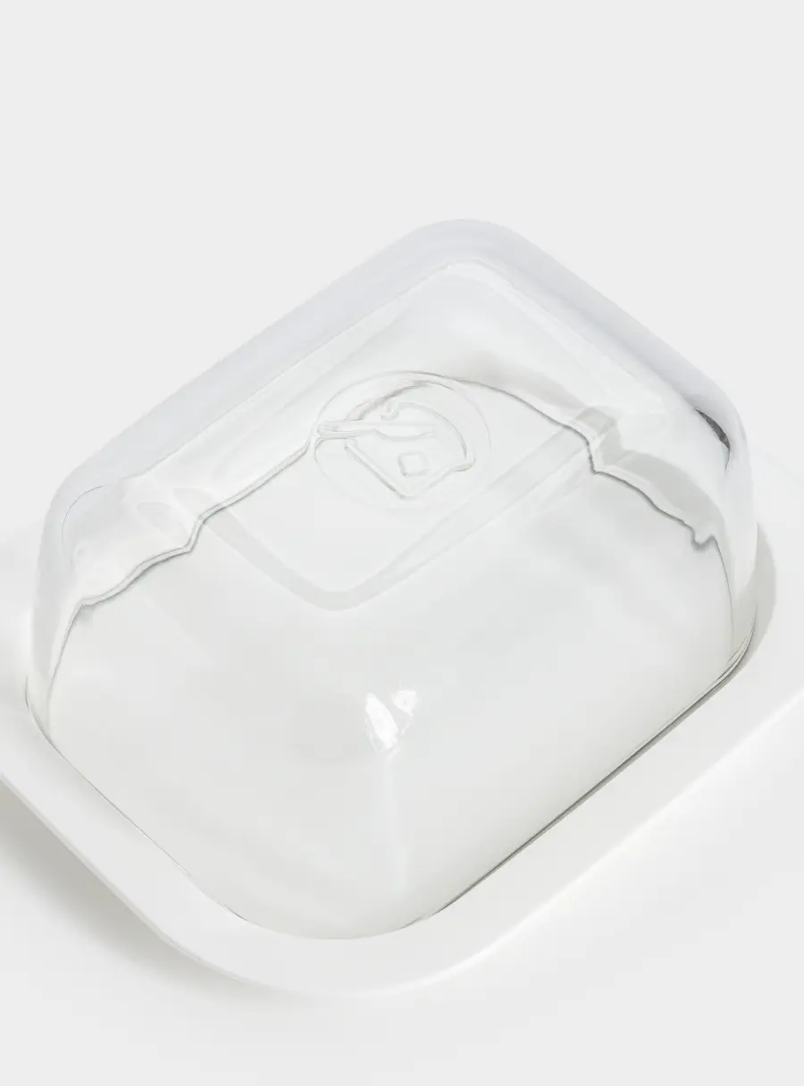 Масленка, 14 см, стекло/пластик, прямоугольная, белая, Basic, image-5