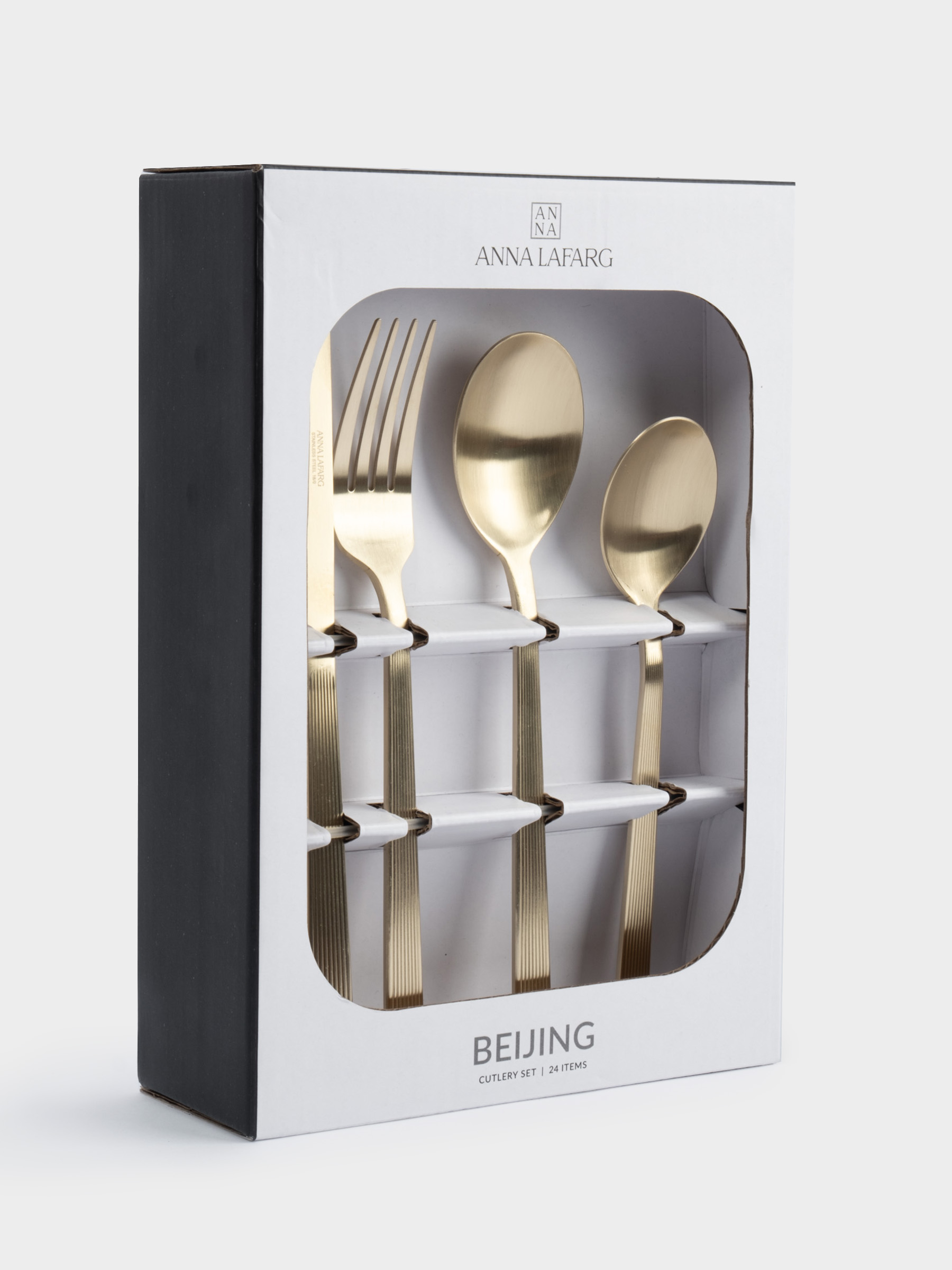 Столовые приборы, 6 персон, 24 предмета, сталь, золотистые, Beijing, image-4