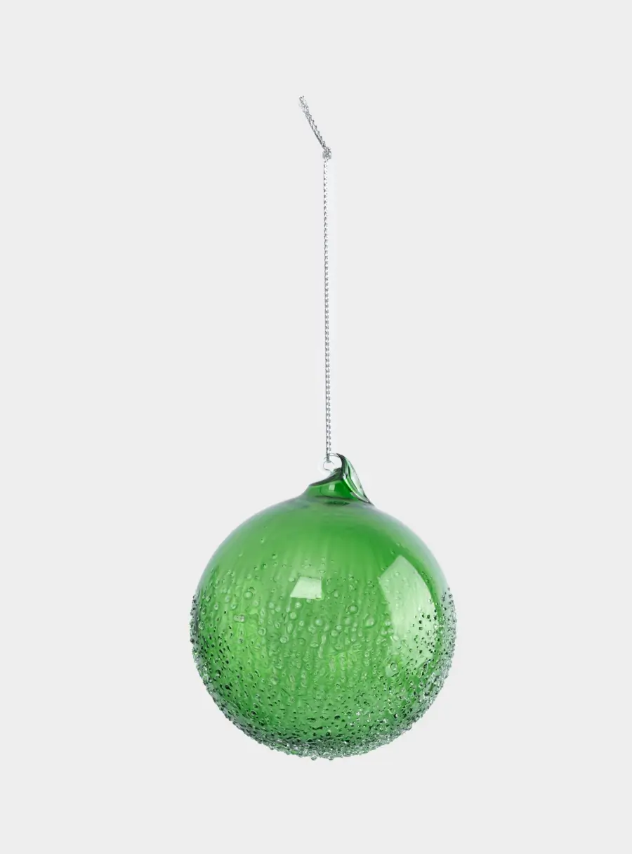 Игрушка елочная, 2 шт, 8 см, стекло, зеленая, Шар с изморозью, New year, image-1
