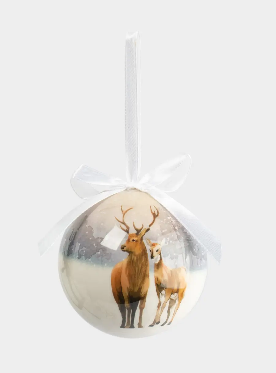 Игрушка елочная, 7 см, пенопласт, шар, Олени, New year ,image-1