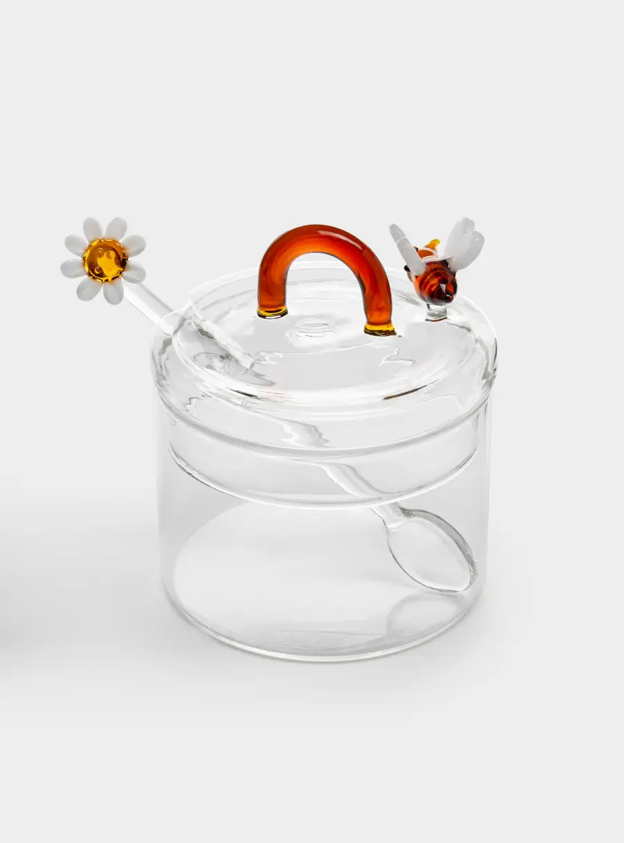 Сахарница, 9 см, 300 мл, с ложкой, стекло Б, Пчелка и маргаритка, Monterey ,image-2