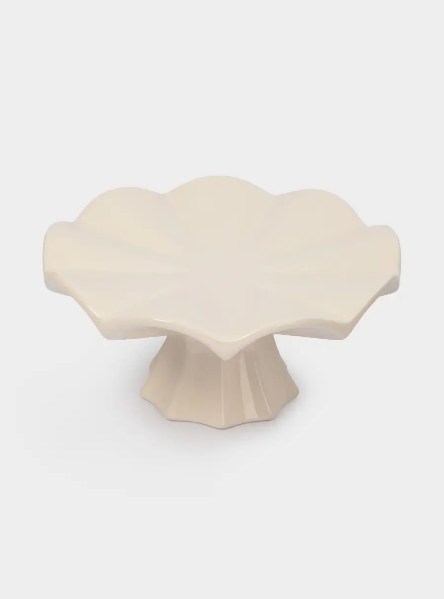 Ваза для фруктов, 24х11 см, на ножке, керамика, молочная, Волнистый край, Zephyr ,image-2