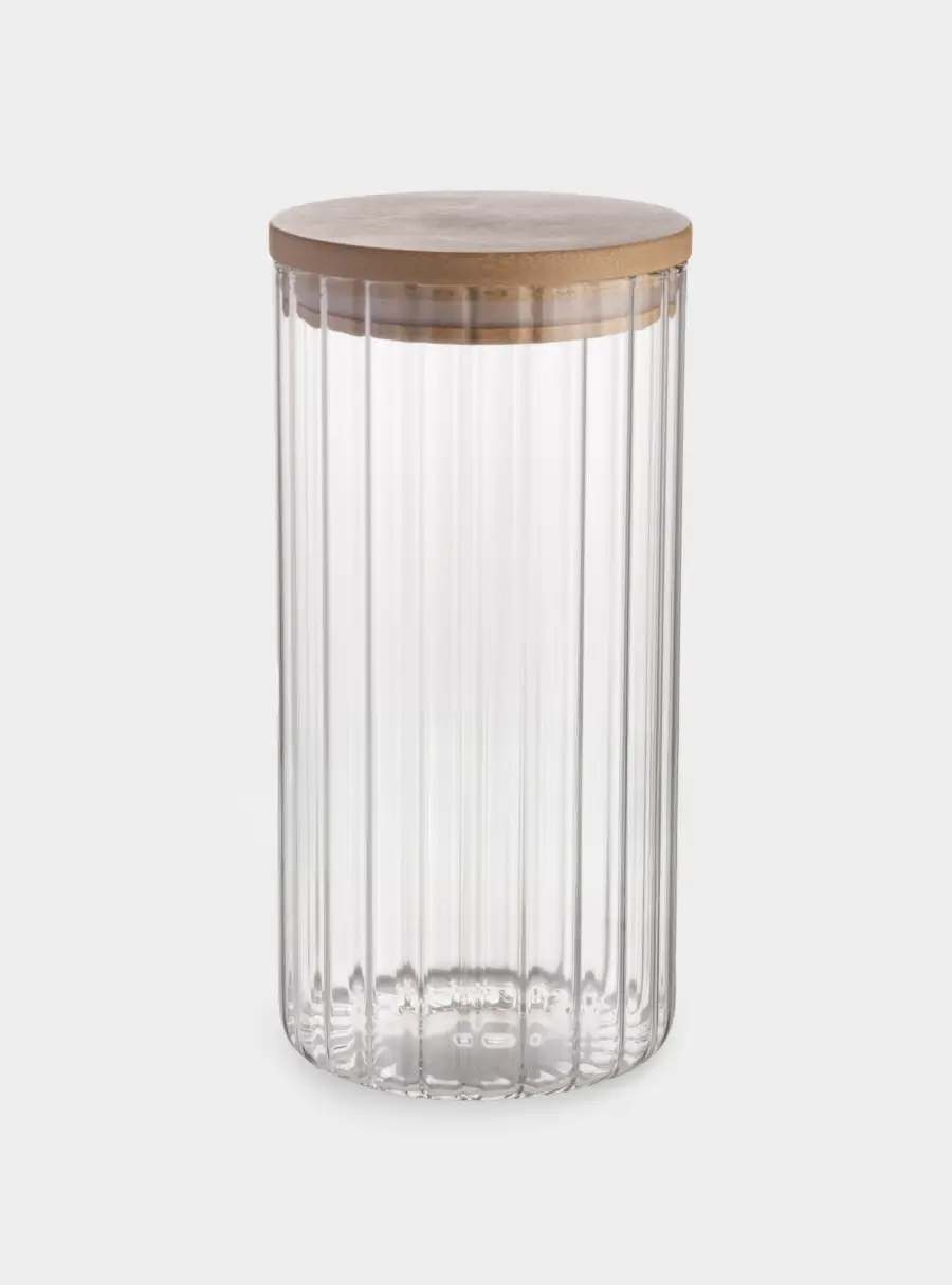 Банка для сыпучих продуктов, 1 л, стекло Б/бамбук, Grand ,image-0