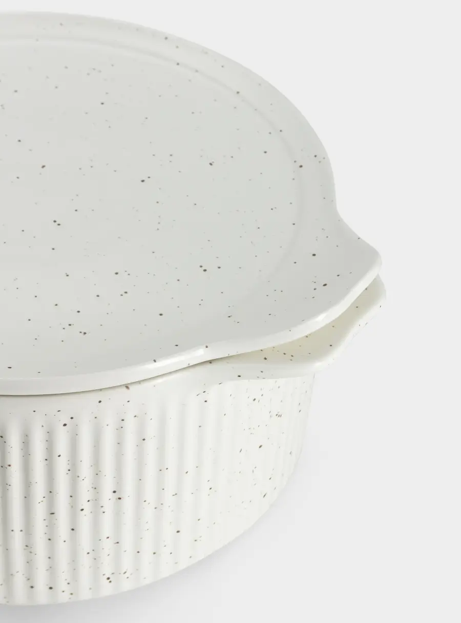 Кастрюля, 3 л, с крышкой, фарфор P, круглая, молочная, в крапинку, Speckle, image-4