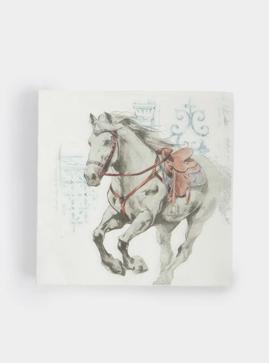 Салфетки бумажные, 33х33 см, 20 шт, квадратные, белые, Конь, White horse ,image-0