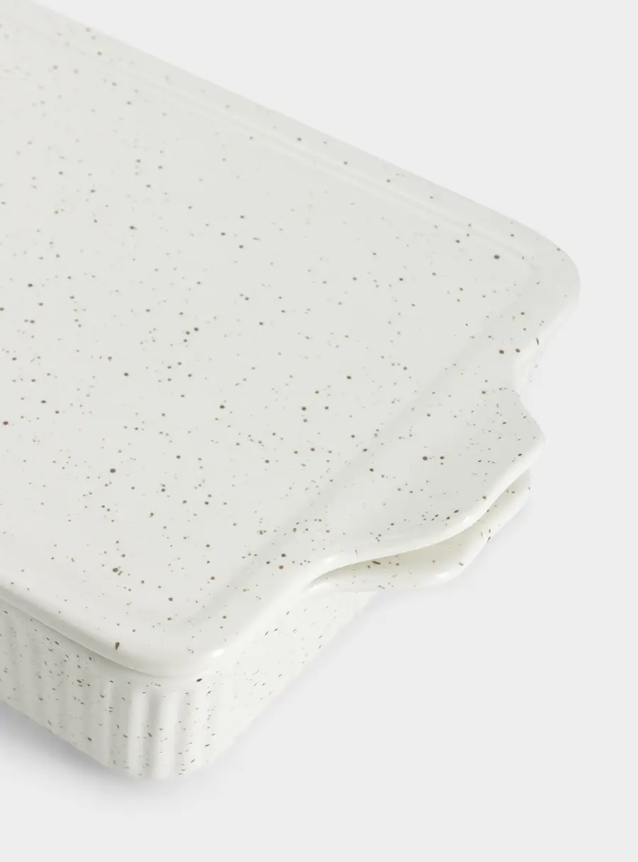 Форма для запекания, 28х20 см, с крышкой, фарфор P, прямоугольная, молочная, в крапинку, Speckle, image-5