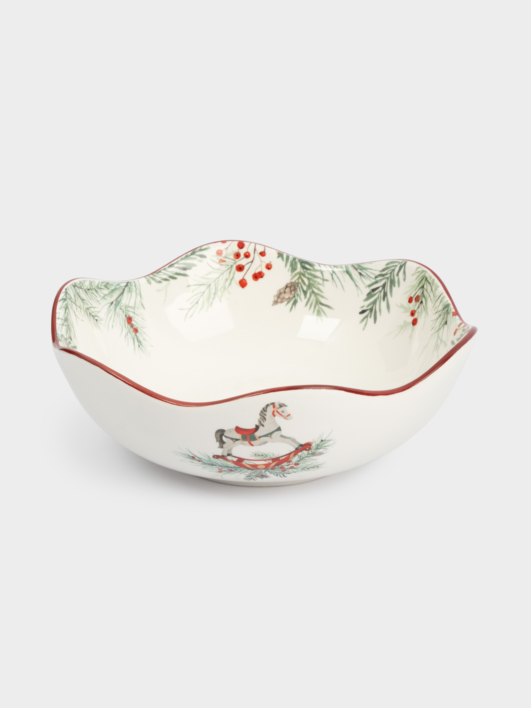 Салатник, 21х7 см, 1,1 л, керамика, красный, Лошадка, Festival, image-2