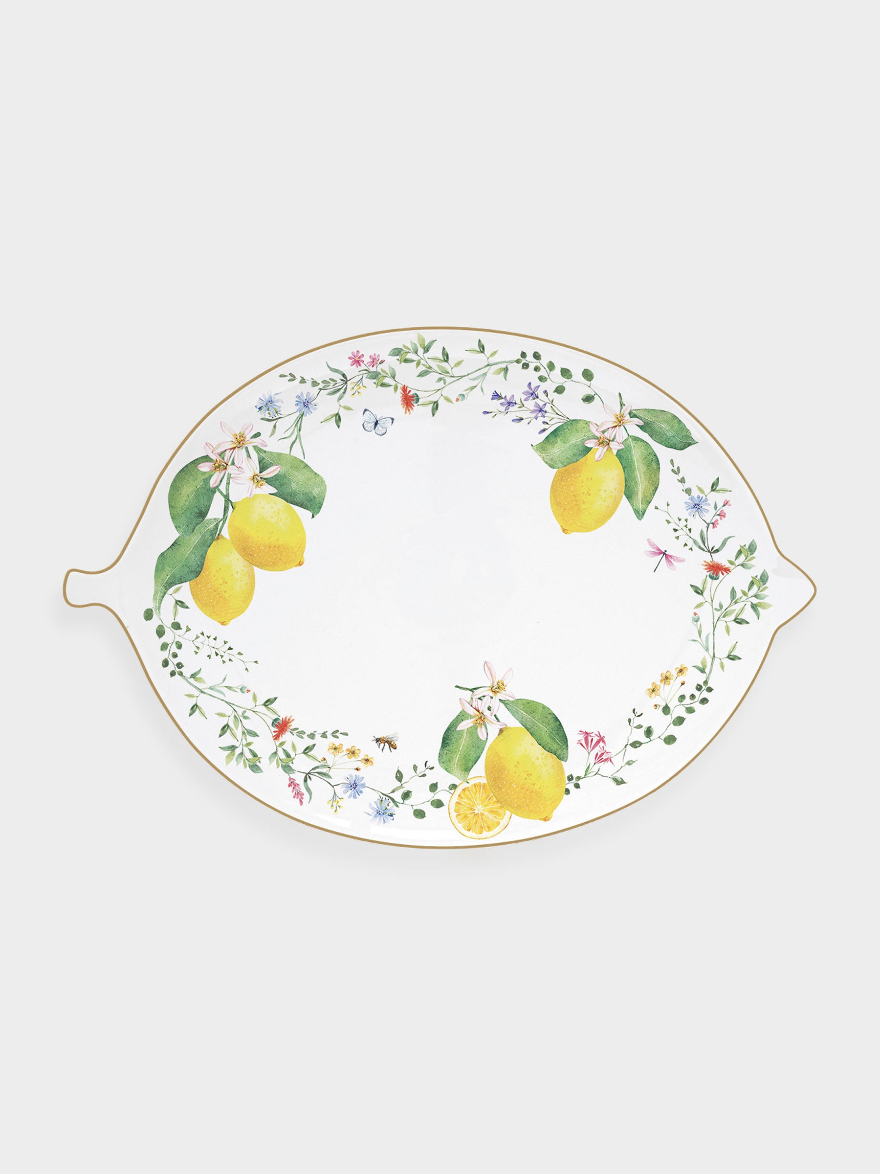 Блюдо, 30х21,5 см, фарфор P, овальное, белое, Цветы и лимоны, Fleurs et Citrons, image-0