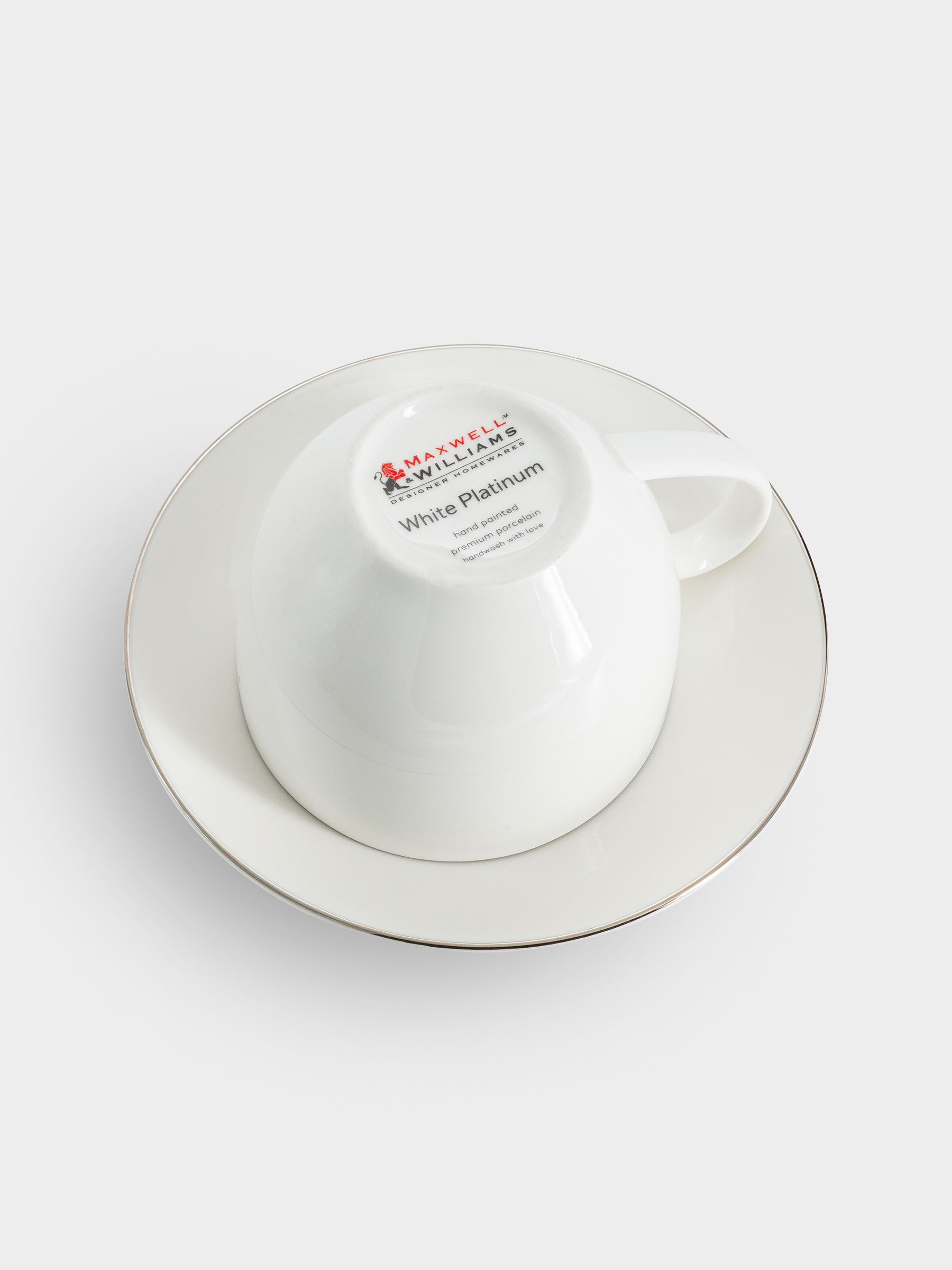 Пара чайная, 1 перс, 2 пр, 260 мл, фарфор P, белая, с серебристым кантом, White Platinum, image-3