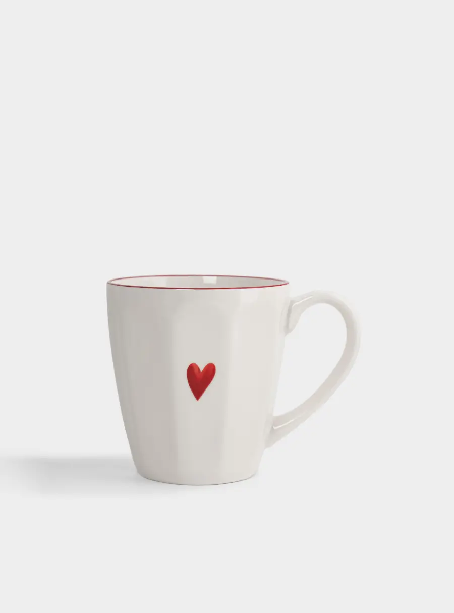 Кружка, 400 мл, фарфор P, молочно-бордовая, Сердце, Love ,image-0