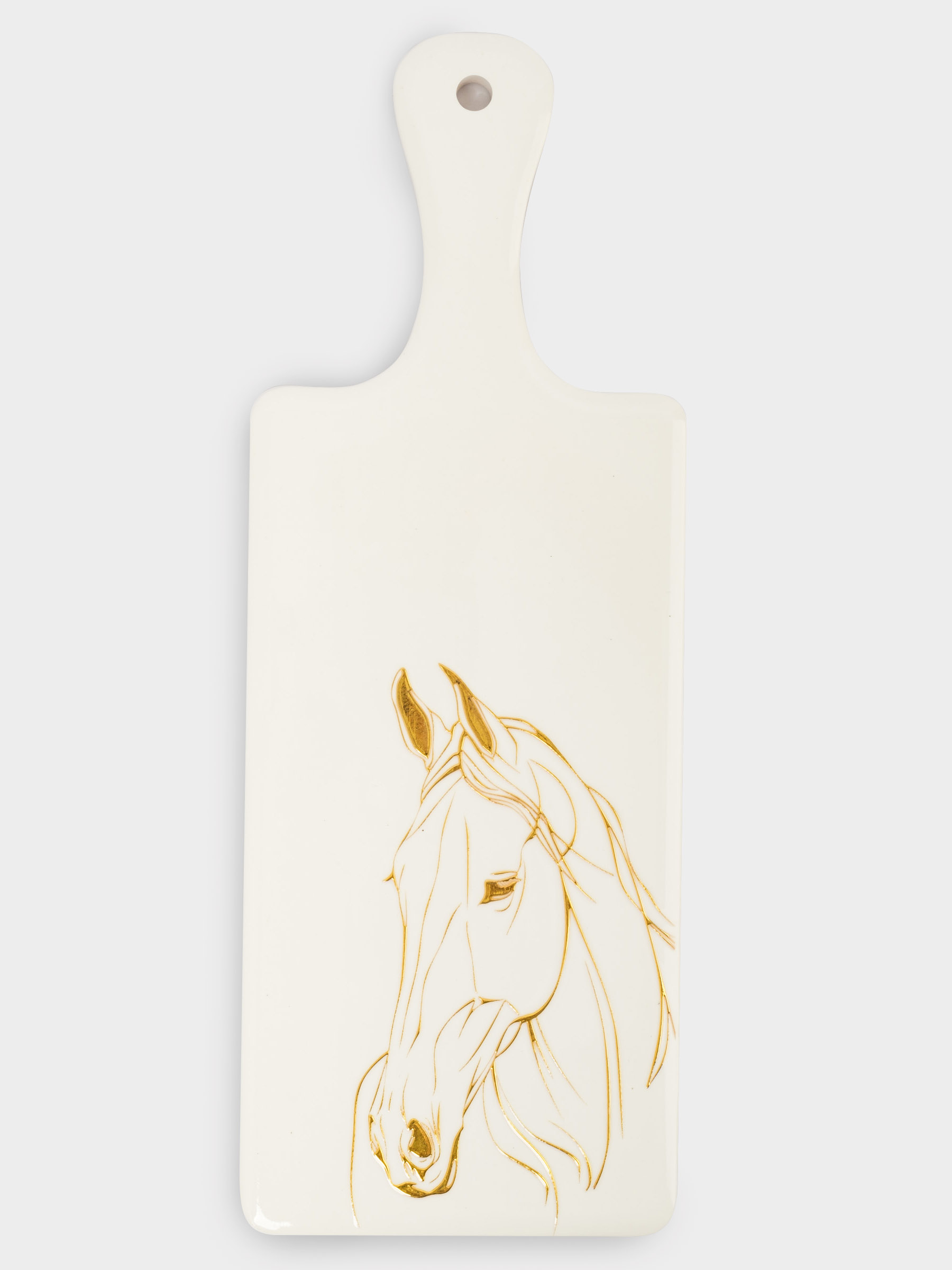 Подставка под горячее, 12х33 см, керамика/пробка, с ручкой, белая, Лошадь, Horse, image-0