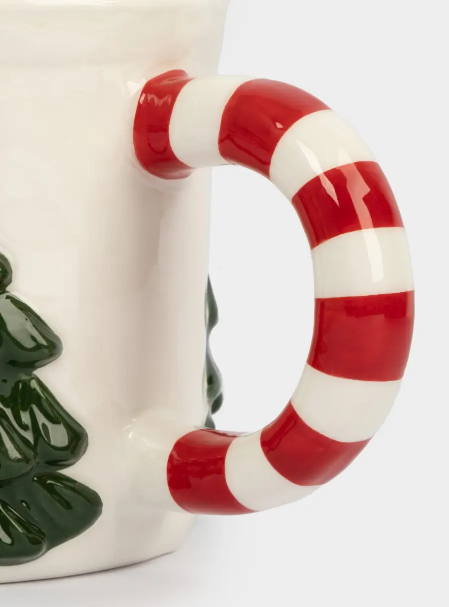 Кружка, 450 мл, керамика D, зелено-красная, Елки, New year, image-3