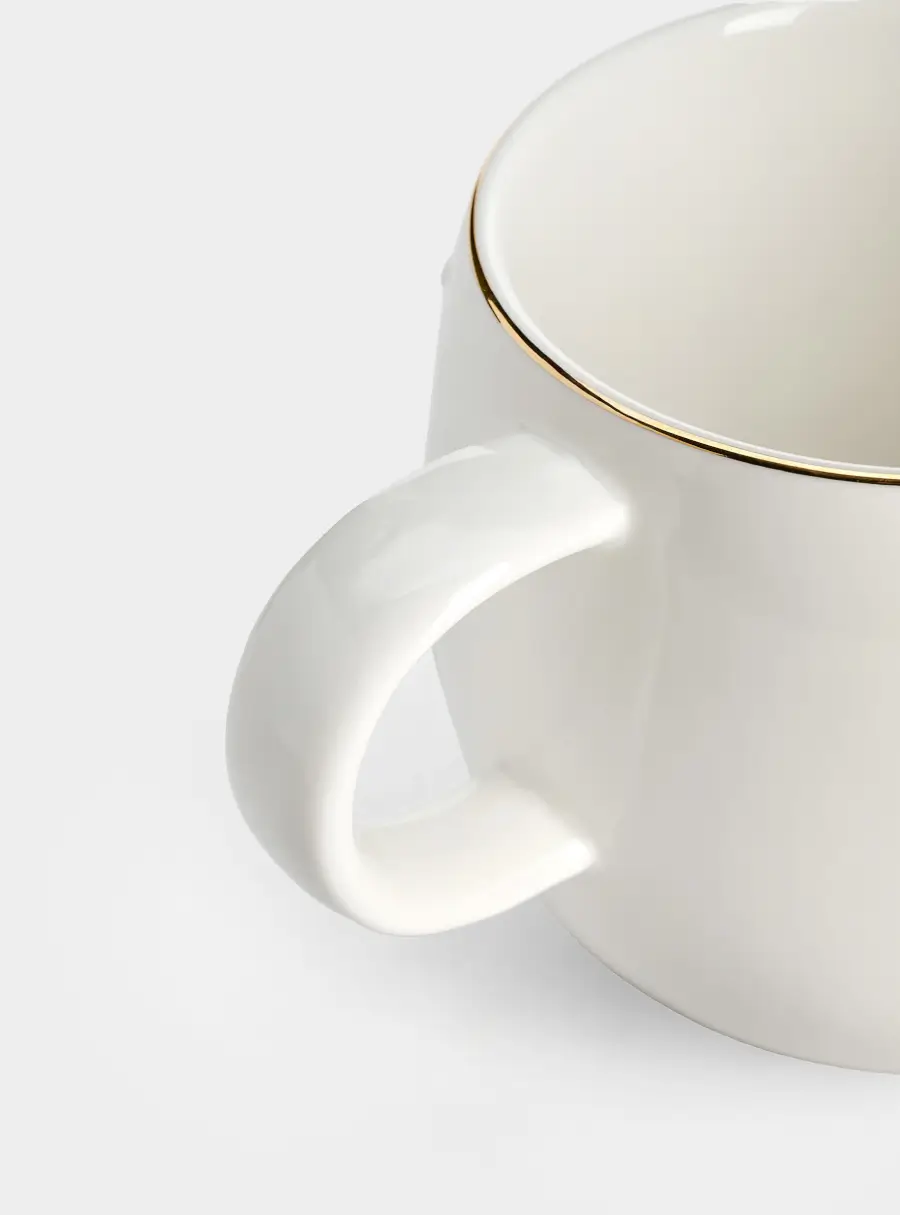 Кружка, 400 мл, фарфор P, белая, с золотым кантом,  Дед Мороз, Let It Snow ,image-1