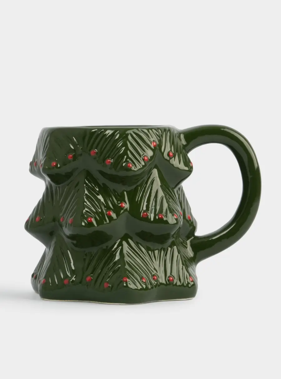 Кружка, 380 мл, керамика, зелено-красная, Елка, Fir, image-6