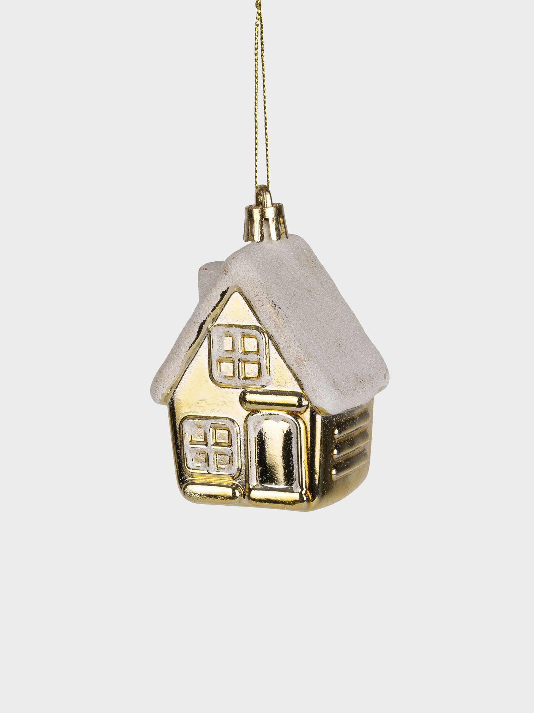 Набор елочных игрушек, 7 см, 2 шт, пластик, серебристо-золотистый, Домик и елка, New year, image-1