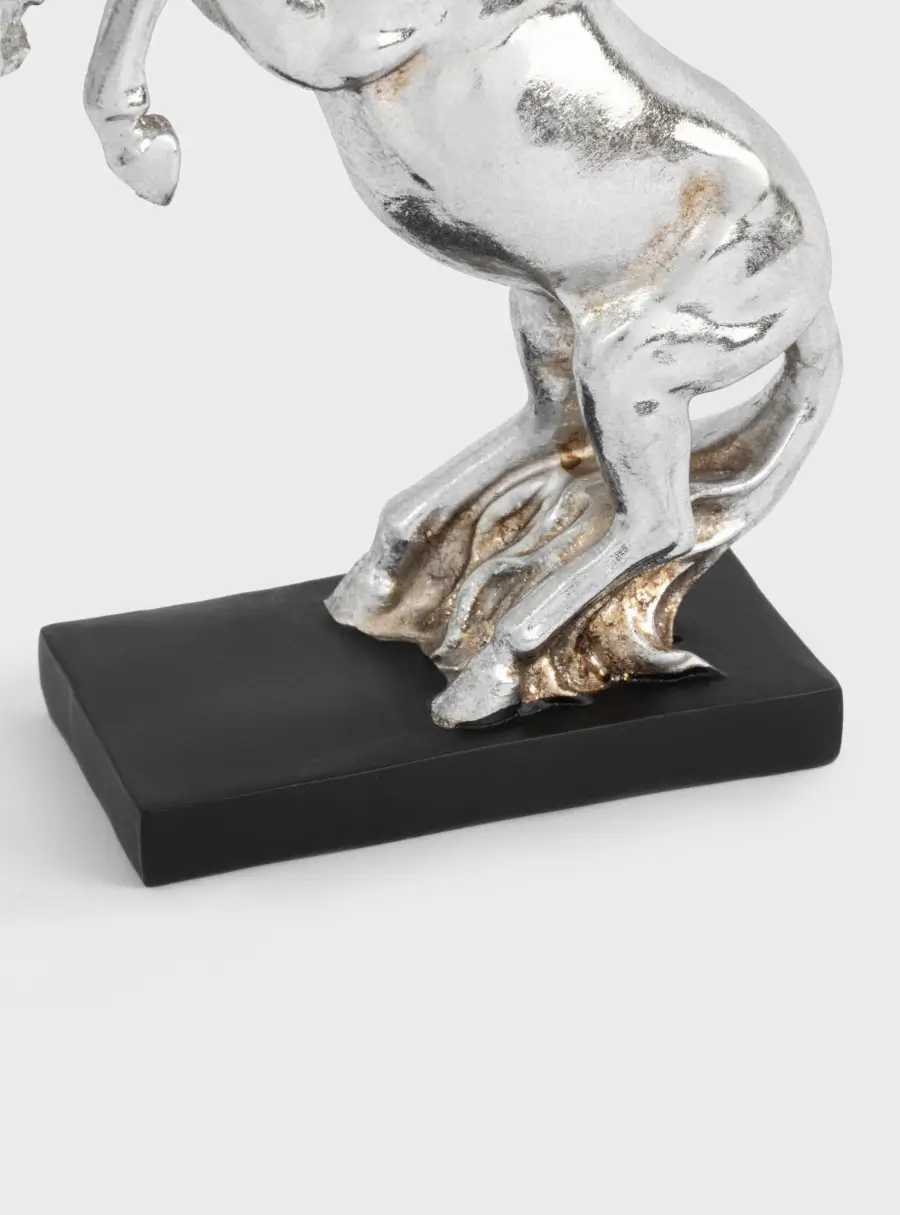 Статуэтка, 15 см, полирезин, серебристая, Конь на дыбах, Horse ,image-2