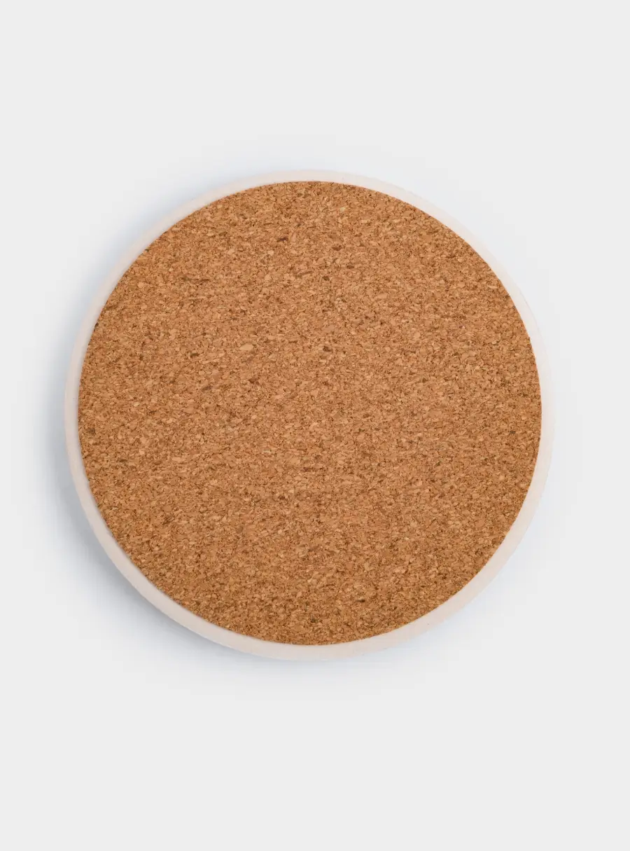 Подставка под кружку, 11 см, круглая, керамика/пробка, белая, Тыквы, Light pumpkin ,image-3