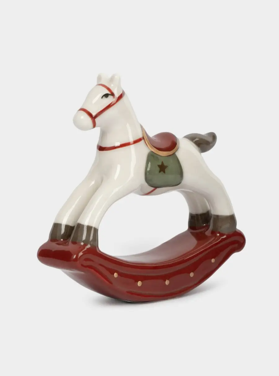 Статуэтка, 10 см, фарфор P, бежево-бордовая, Лошадка-качалка, Bright horse ,image-1
